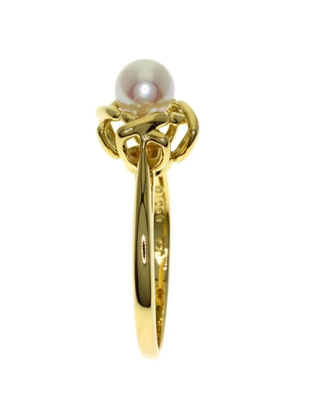 Tiffany & Co Kiss Around Pearl Ring 18k Yellow Gold